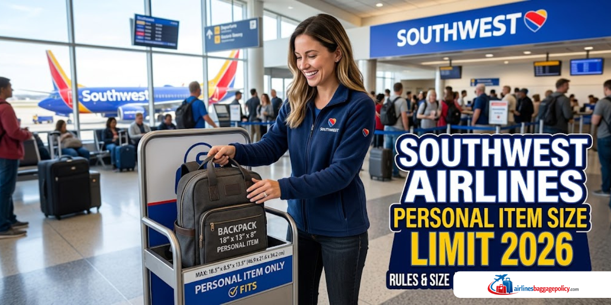 Read more about the article Southwest Airlines Personal Item Size Limit 2026: Rules & Size