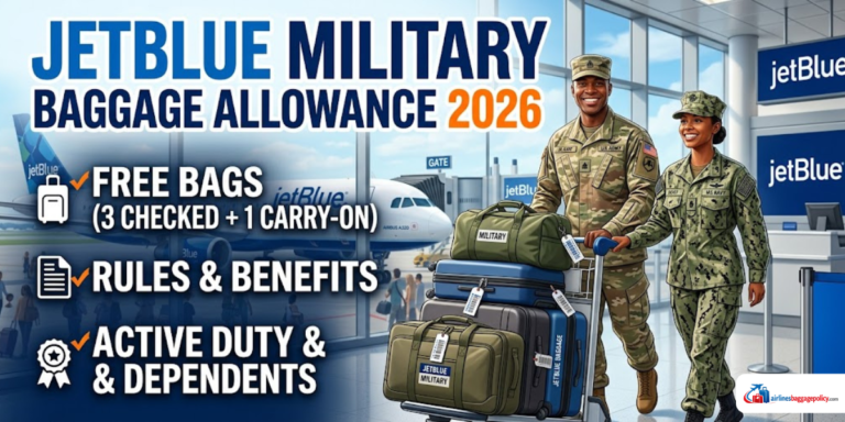 Read more about the article JetBlue Military Baggage Allowance 2026 | Free Bags, Rules & Benefits