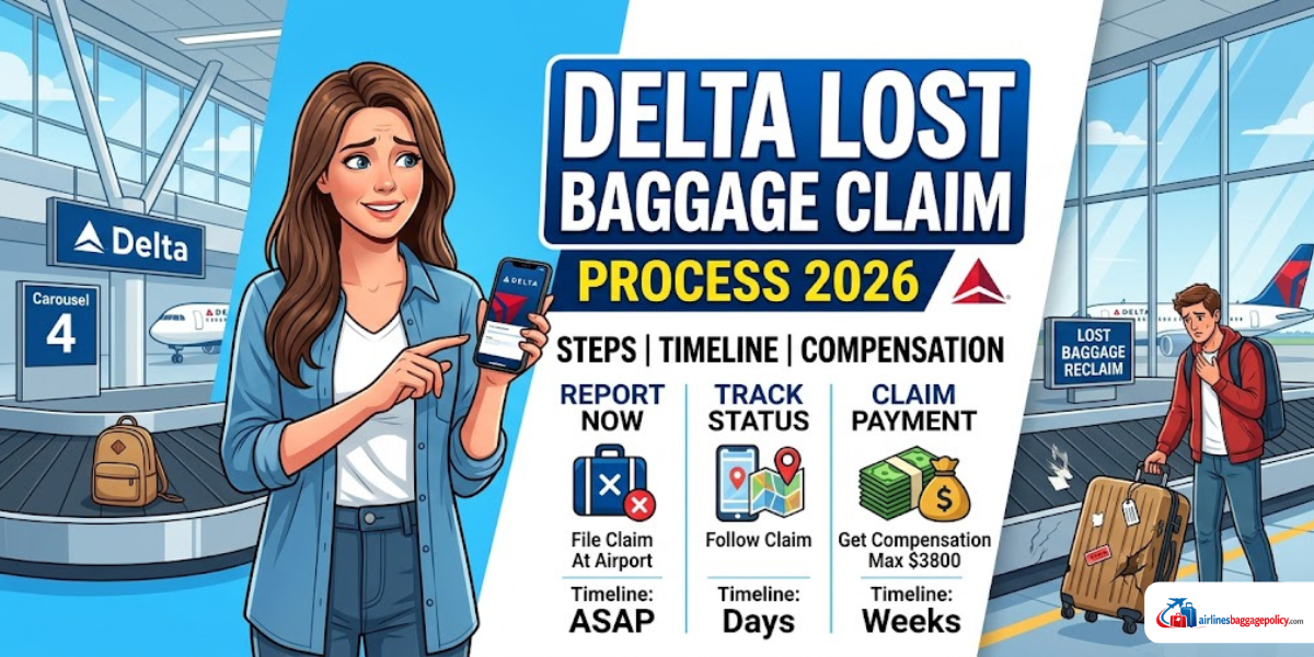 You are currently viewing Delta Airlines Lost Baggage Claim Process 2026 | Steps, Timeline & Compensation
